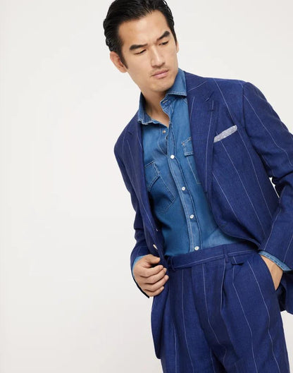 Brunello Cucinelli Blue Linen Blazer
