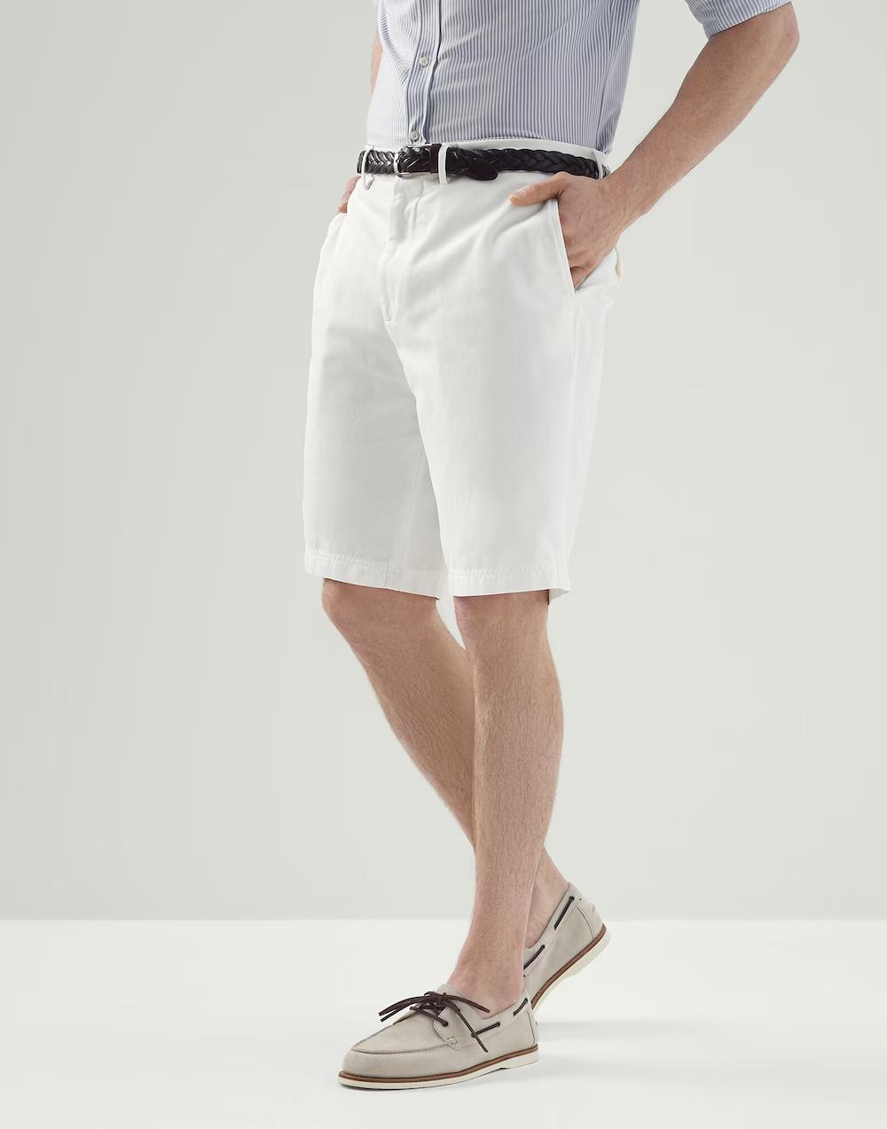 Brunello Cucinelli White Cotton Bermuda Shorts