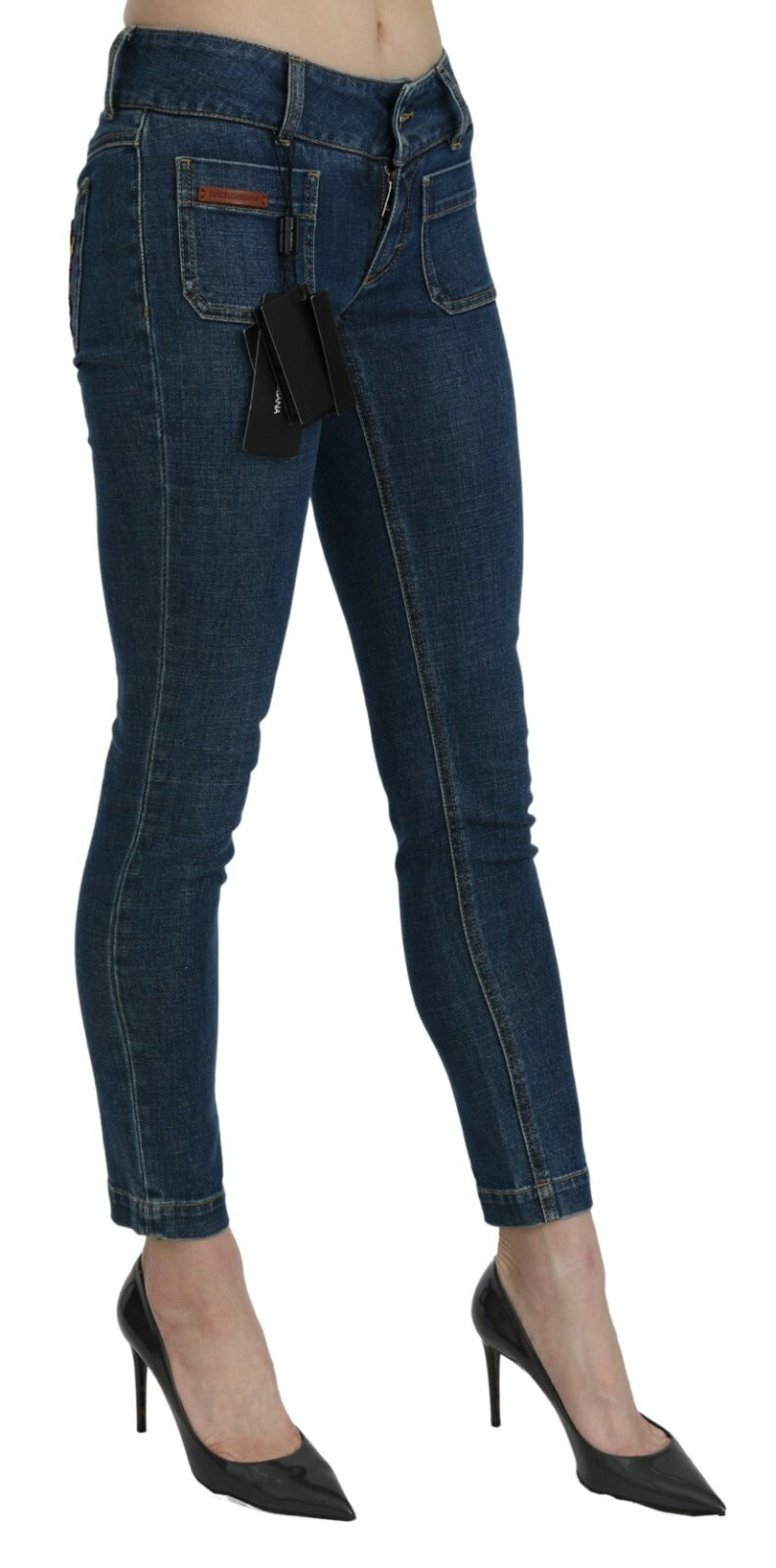 Vaqueros pitillo cropped de tiro medio azules Dolce & Gabbana