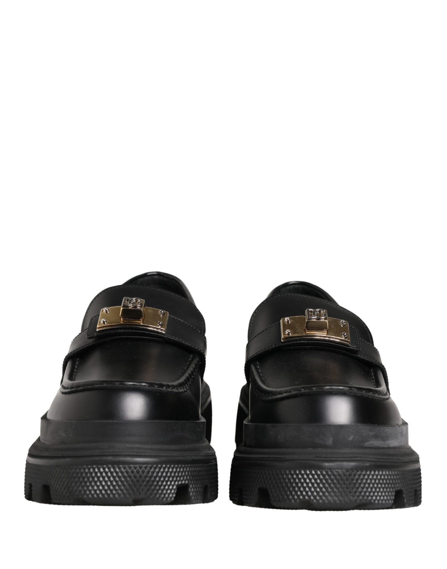 Dolce & Gabbana Black Chunky Sole Leather Men Loafers Shoes