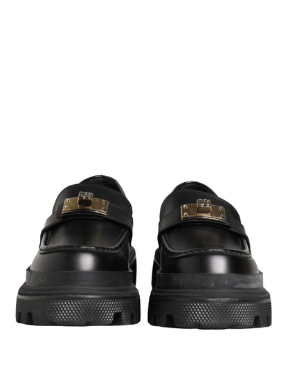 Dolce & Gabbana Black Chunky Sole Leather Men Loafers Shoes