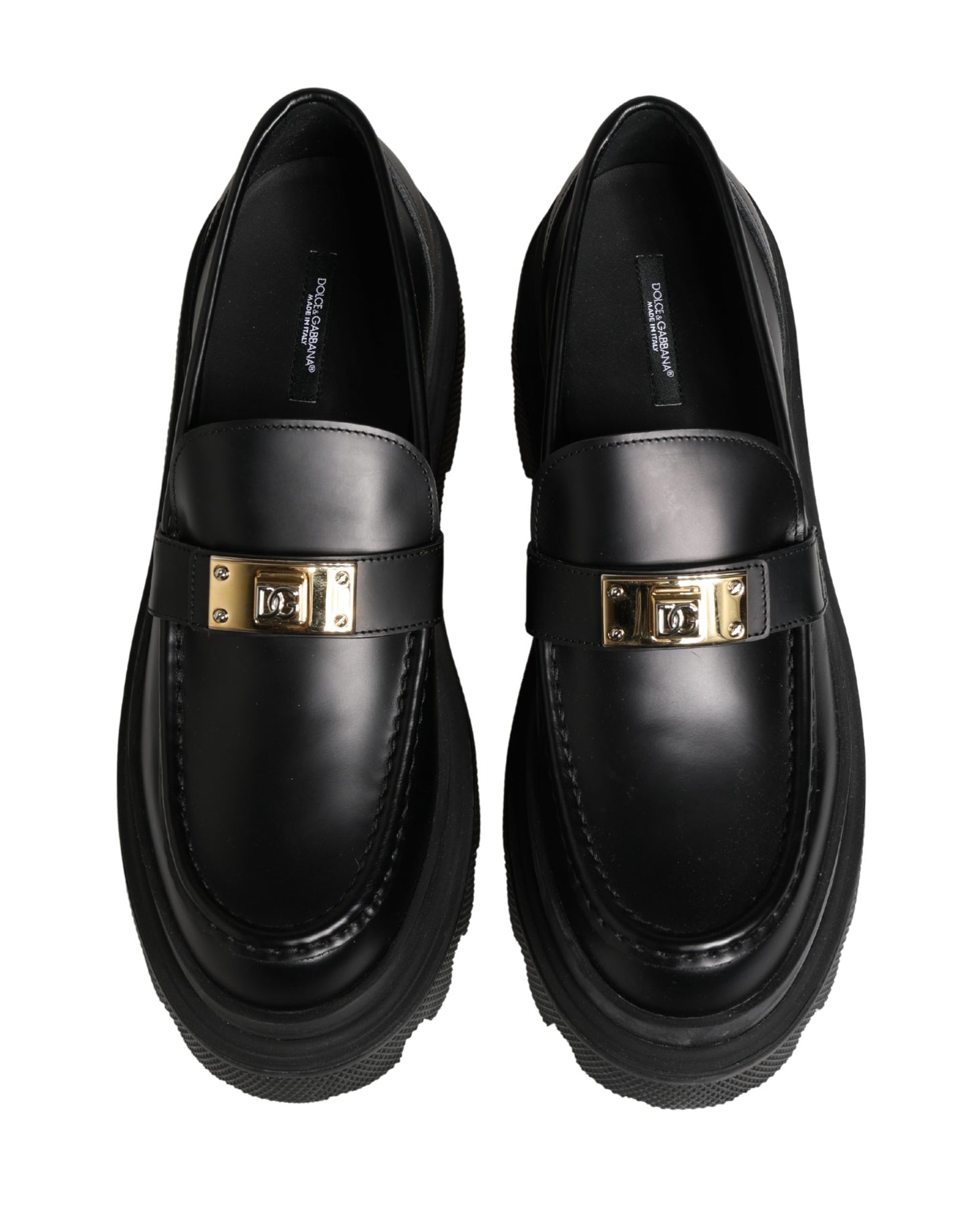 Dolce & Gabbana Black Chunky Sole Leather Men Loafers Shoes