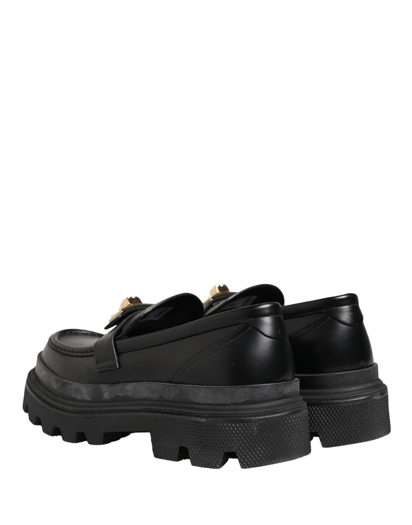 Dolce & Gabbana Black Chunky Sole Leather Men Loafers Shoes