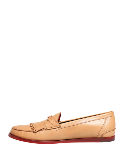 Dolce & Gabbana Beige Tassel Leather Men Slip On Loafers Shoes