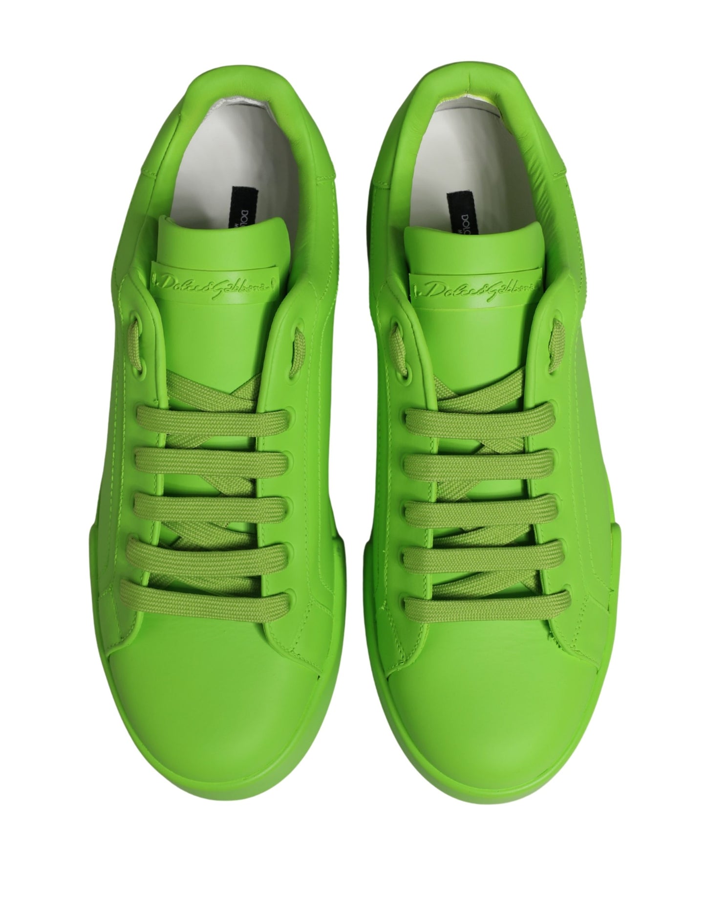 Dolce & Gabbana Green Leather Portofino Low Top Sneakers Shoes