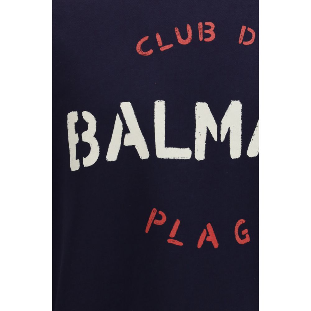 Balmain Blue Cotton Sweatshirt