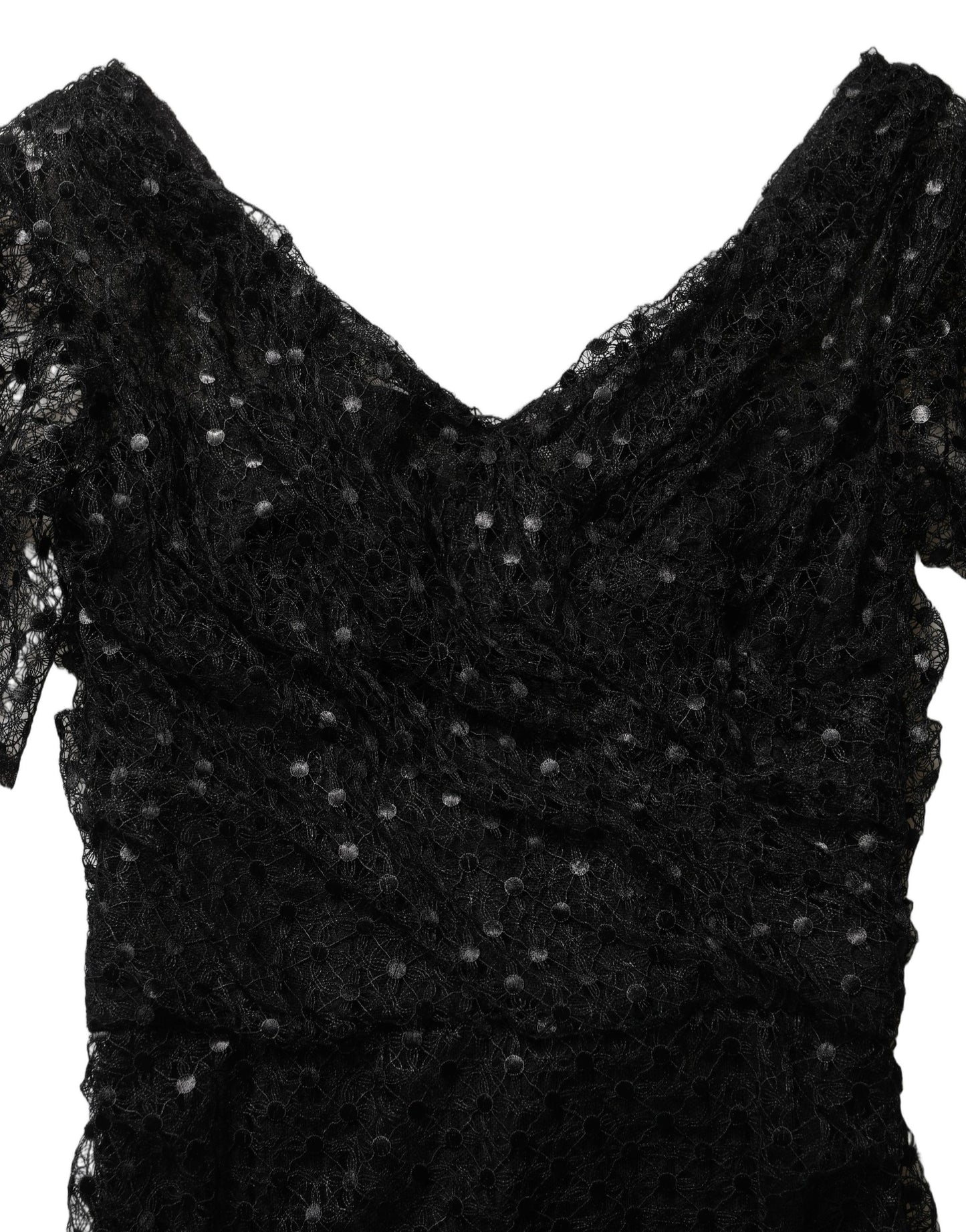 Vestido de noche largo con lentejuelas negras de Dolce & Gabbana, corte sirena