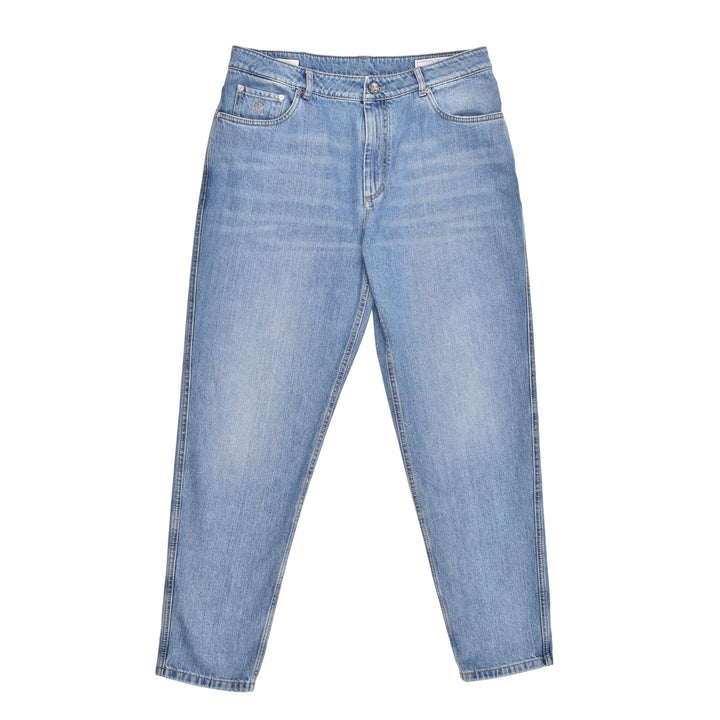 Brunello Cucinelli Blue Cotton Straight-Leg Jeans