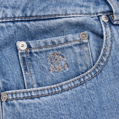 Brunello Cucinelli Blue Cotton Straight-Leg Jeans