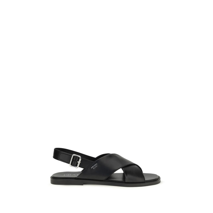 Prada Black Calf Leather Bos Taurus Sandals