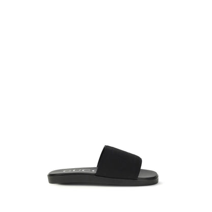 Gucci Black Fabric Flat Sandals