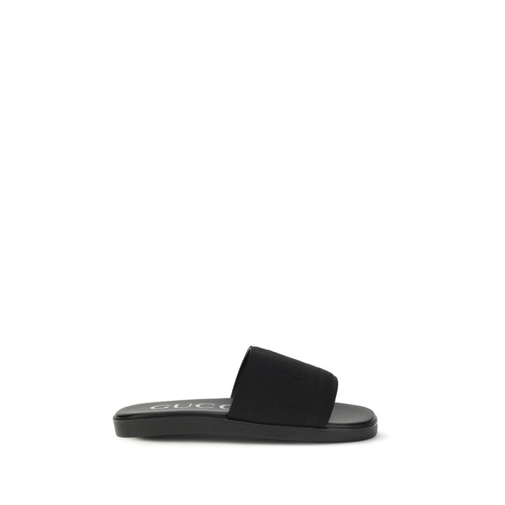Gucci Black Fabric Flat Sandals