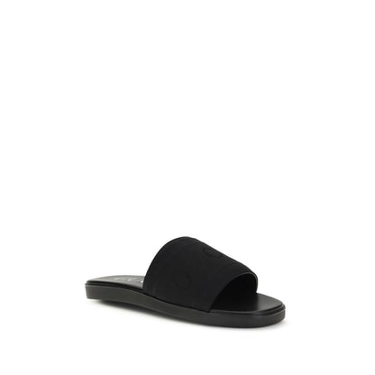 Gucci Black Fabric Flat Sandals