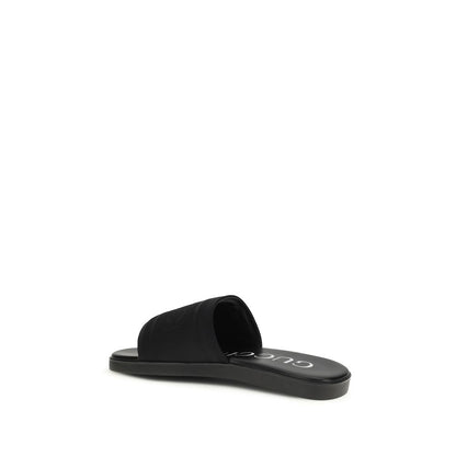 Gucci Black Fabric Flat Sandals