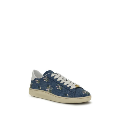 Baskets basses en tissu bleu Valentino Garavani
