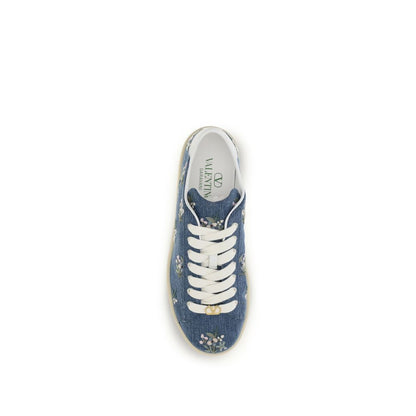Baskets basses en tissu bleu Valentino Garavani