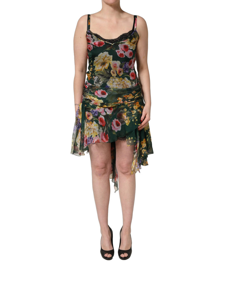 Dolce & Gabbana Multicolor Floral Print Sleeveless Mini Dress