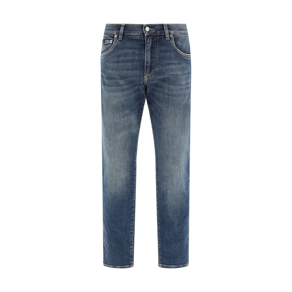Dolce & Gabbana Blue Elastane Straight-Leg Jeans