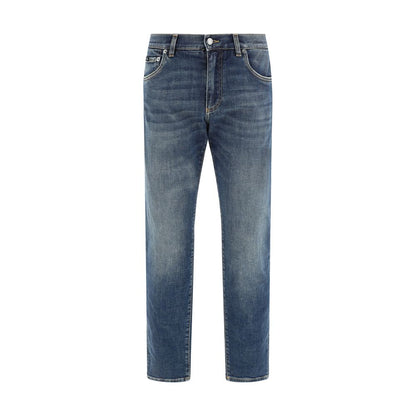 Dolce & Gabbana Blue Elastane Straight-Leg Jeans
