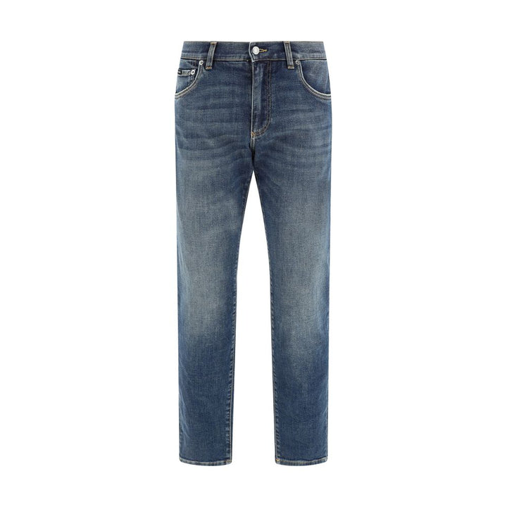 Dolce & Gabbana Blue Elastane Straight-Leg Jeans