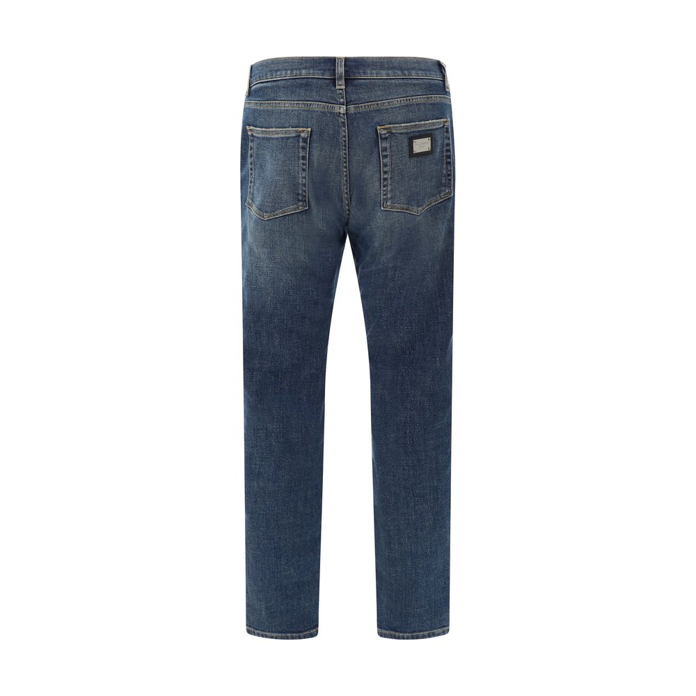 Dolce & Gabbana Blue Elastane Straight-Leg Jeans