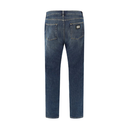 Dolce & Gabbana Blue Elastane Straight-Leg Jeans