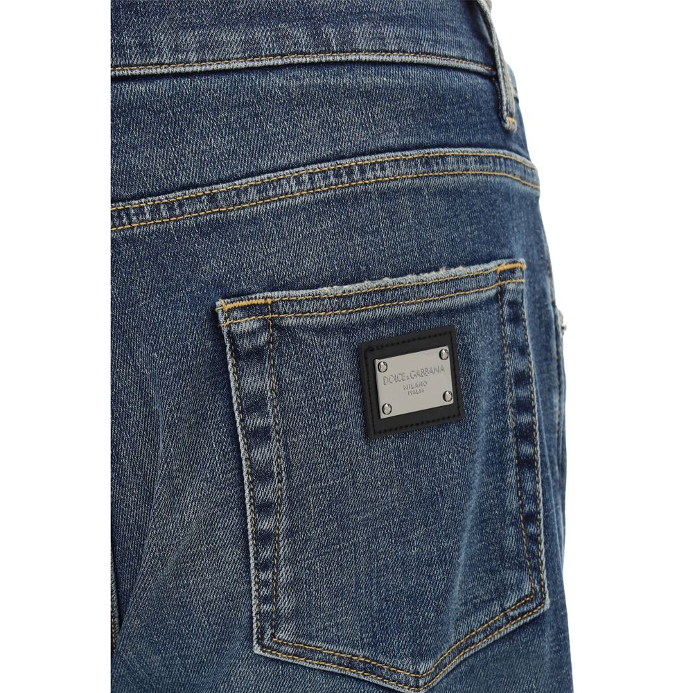 Dolce & Gabbana Blue Elastane Straight-Leg Jeans