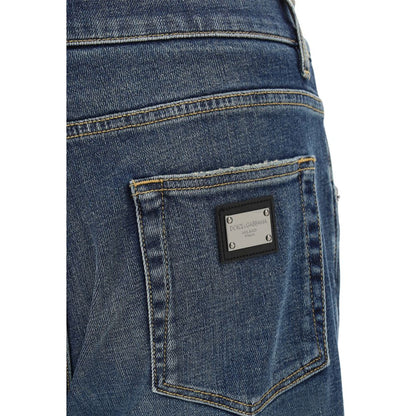 Dolce & Gabbana Blue Elastane Straight-Leg Jeans