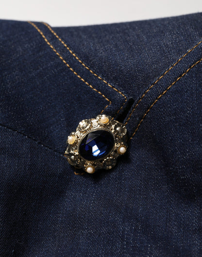 Dolce & Gabbana Blue Single-Breasted Denim Blazer Jacket