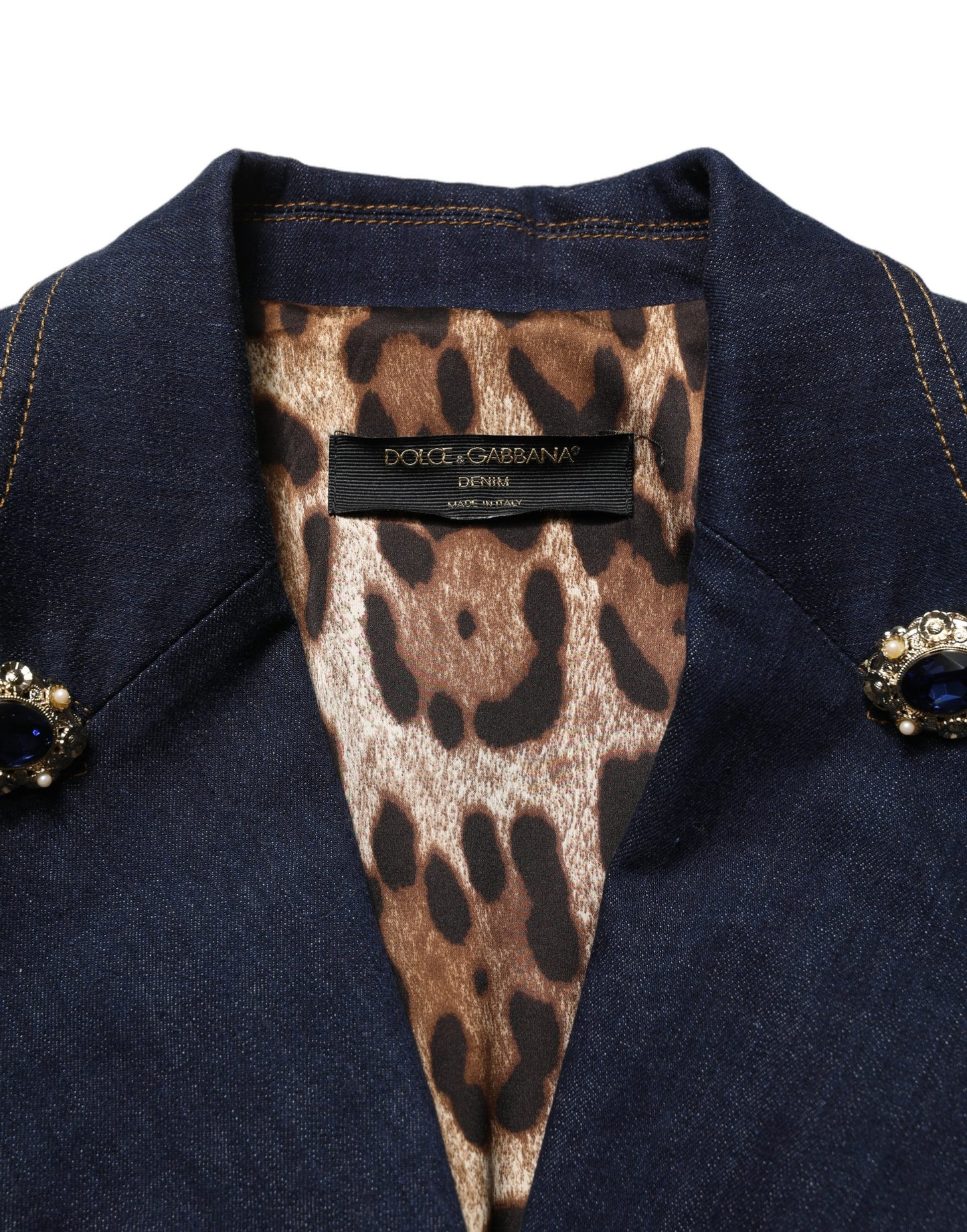 Dolce & Gabbana Blue Single-Breasted Denim Blazer Jacket