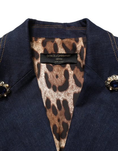 Dolce & Gabbana Blue Single-Breasted Denim Blazer Jacket