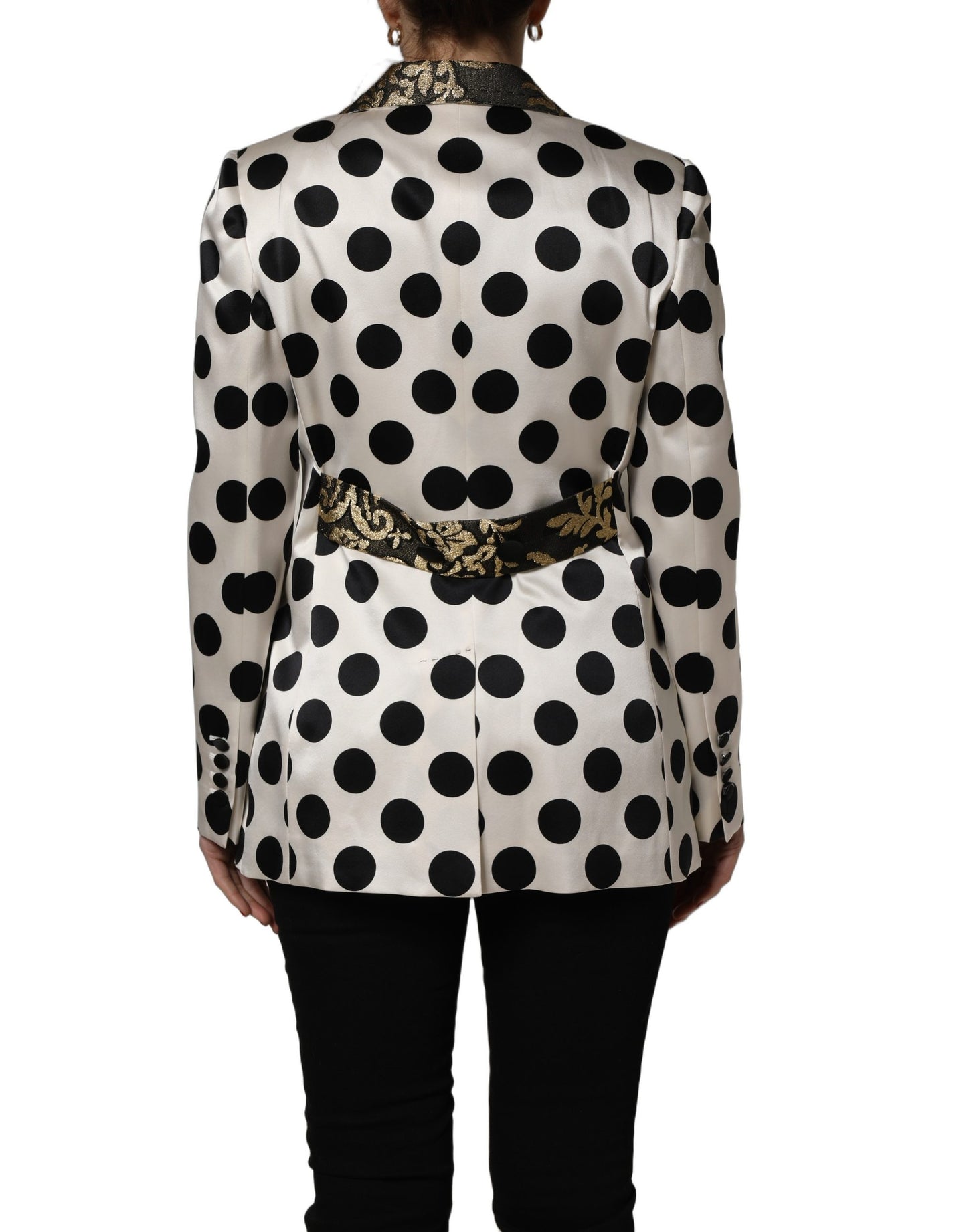 Chaqueta tipo blazer Dolce & Gabbana blanca con estampado de lunares en brocado