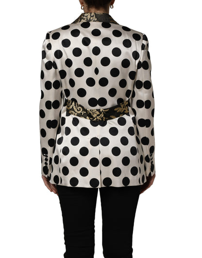 Chaqueta tipo blazer Dolce & Gabbana blanca con estampado de lunares en brocado