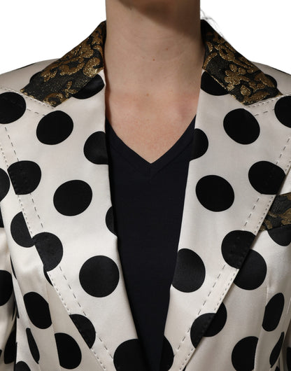 Chaqueta tipo blazer Dolce & Gabbana blanca con estampado de lunares en brocado