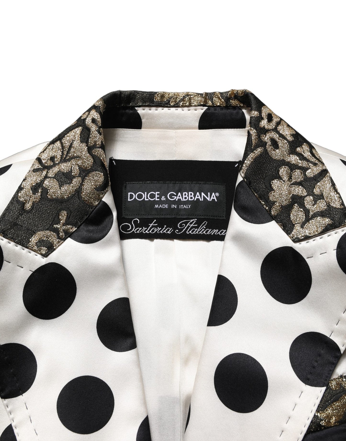 Chaqueta tipo blazer Dolce & Gabbana blanca con estampado de lunares en brocado