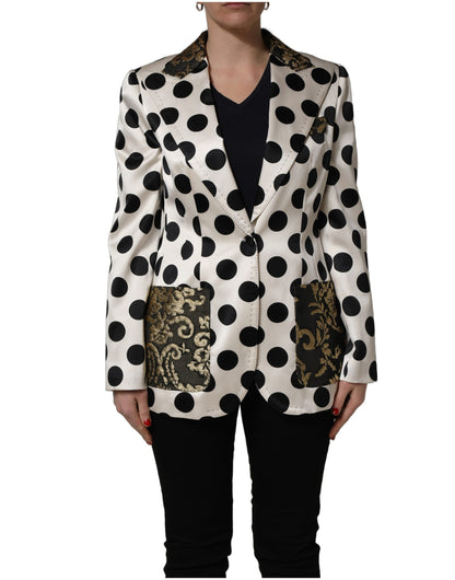 Chaqueta tipo blazer Dolce & Gabbana blanca con estampado de lunares en brocado
