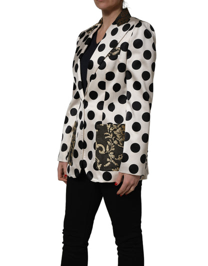 Chaqueta tipo blazer Dolce & Gabbana blanca con estampado de lunares en brocado