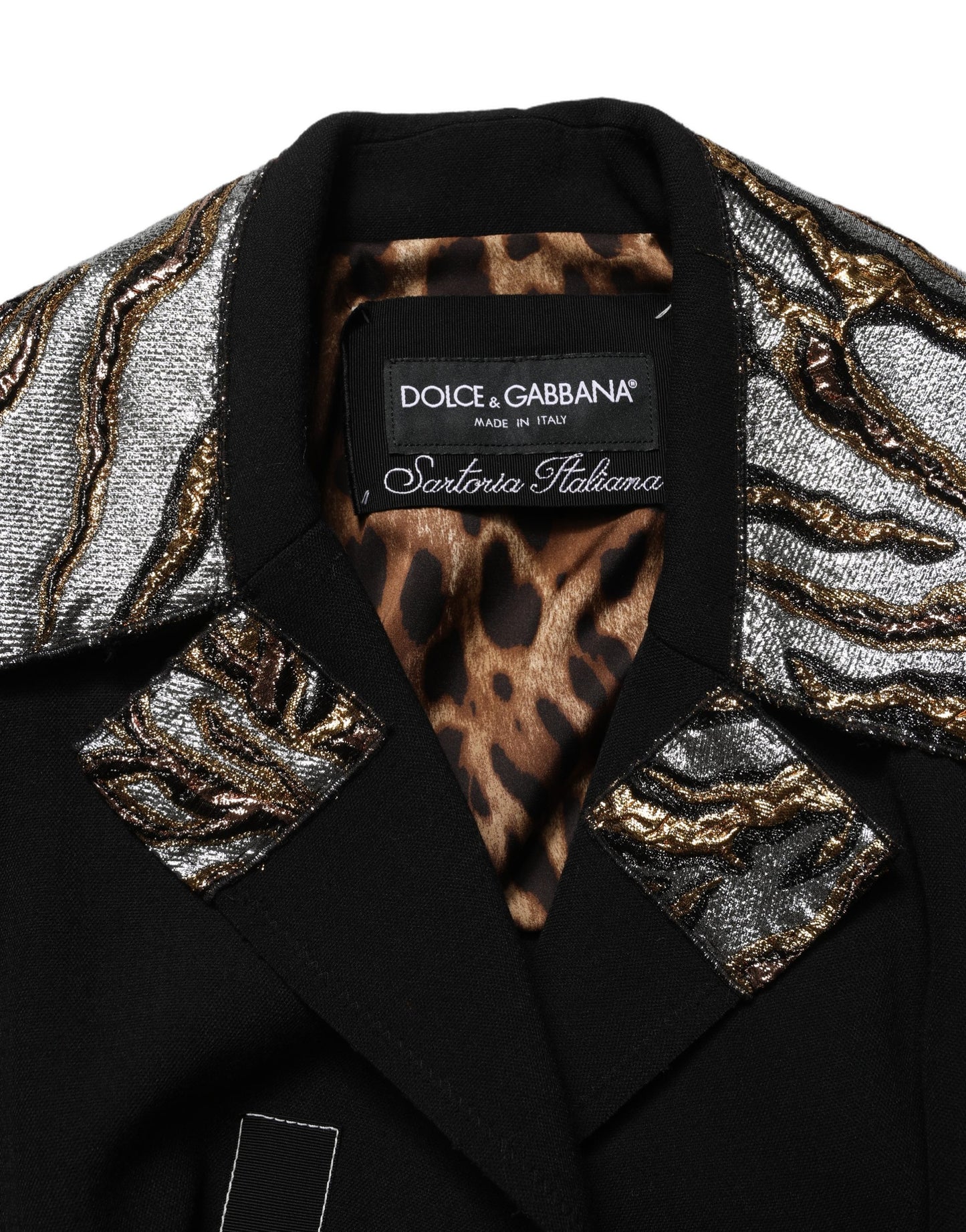 Dolce & Gabbana Abrigo o Chaqueta de Brocado Negro de un solo botón