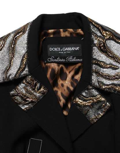 Dolce & Gabbana Abrigo o Chaqueta de Brocado Negro de un solo botón