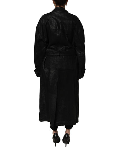 Dolce & Gabbana Trench-coat en peau de mouton noir avec ceinture