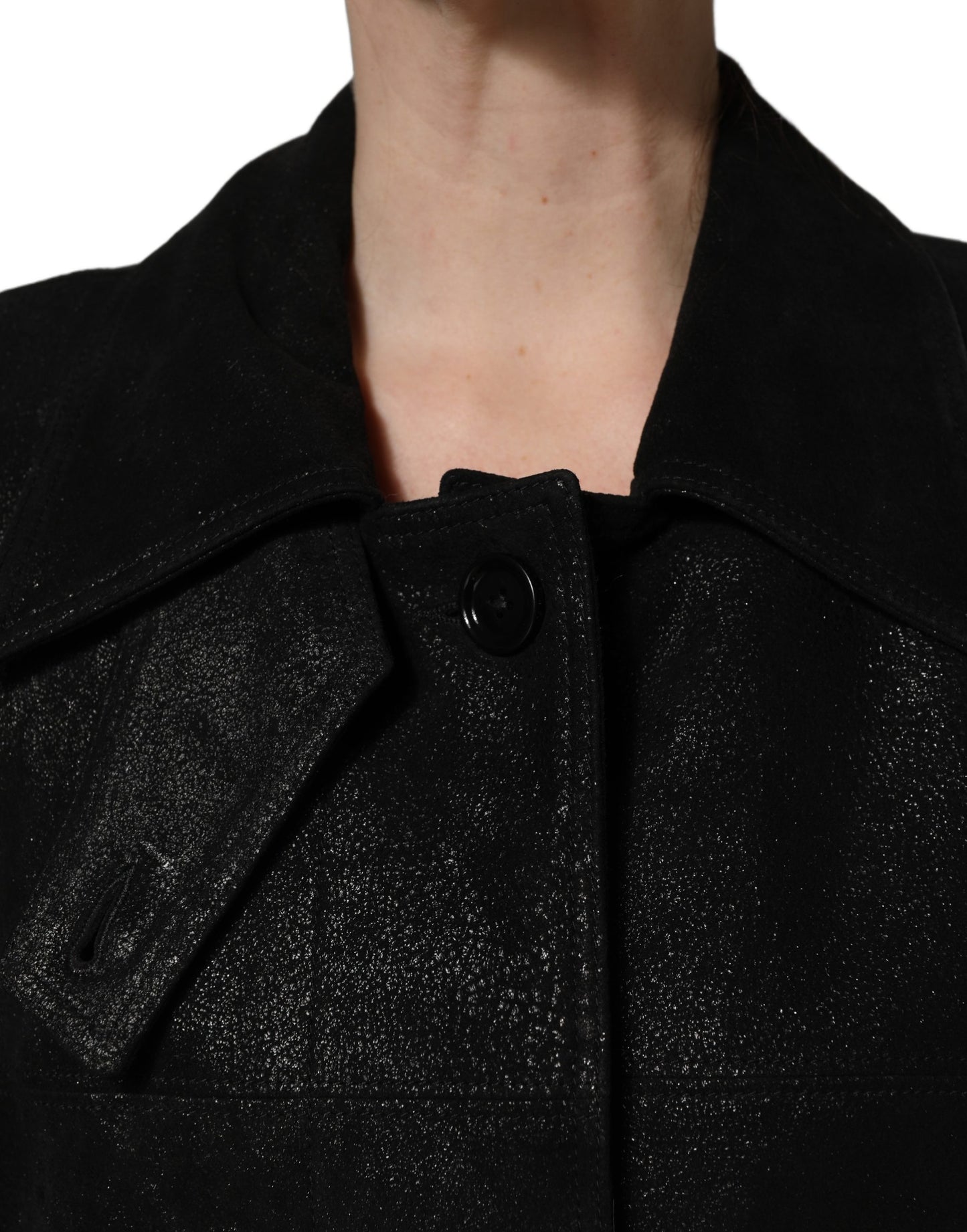 Dolce & Gabbana Trench-coat en peau de mouton noir avec ceinture