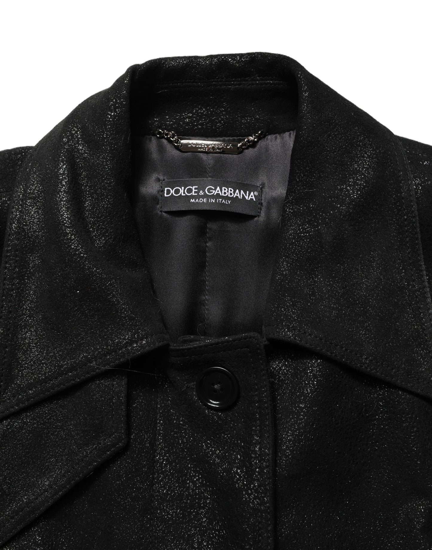 Dolce & Gabbana Trench-coat en peau de mouton noir avec ceinture