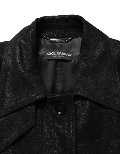 Dolce & Gabbana Trench-coat en peau de mouton noir avec ceinture