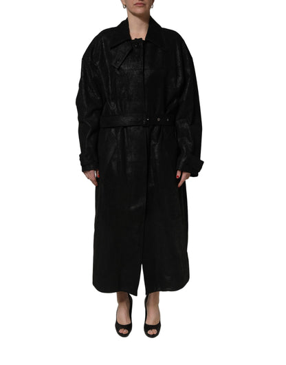 Dolce & Gabbana Trench-coat en peau de mouton noir avec ceinture