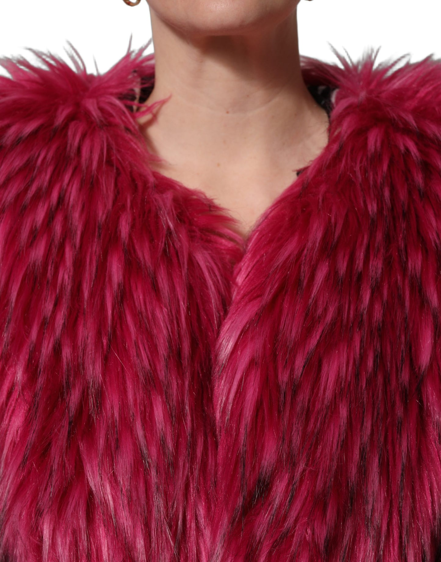 Manteau-trench en fausse fourrure fuchsia avec ceinture Dolce & Gabbana