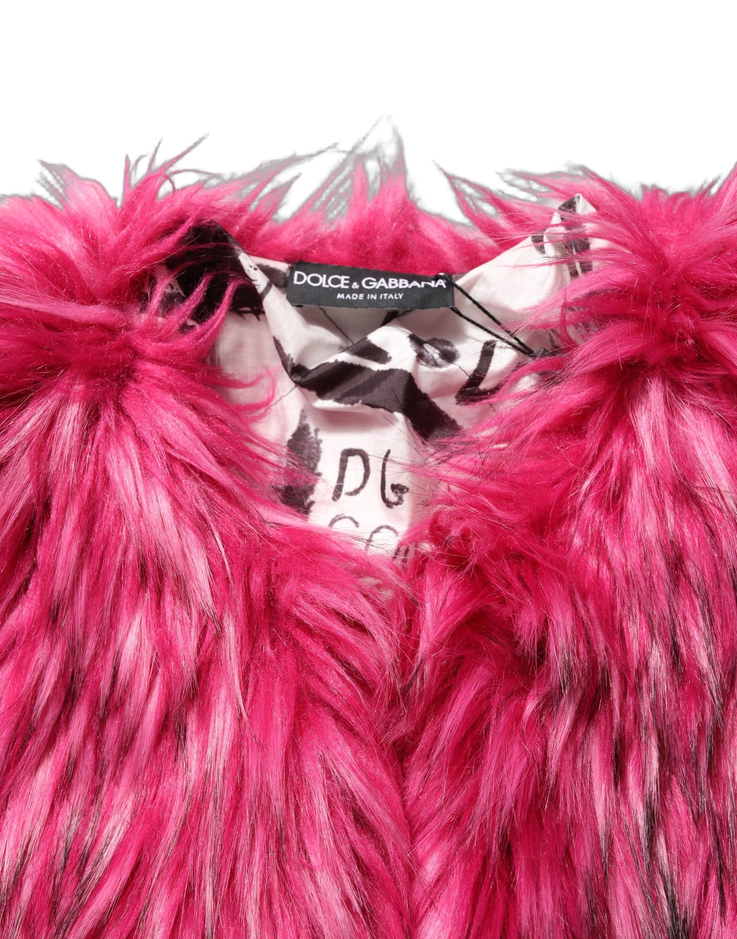 Manteau-trench en fausse fourrure fuchsia avec ceinture Dolce & Gabbana