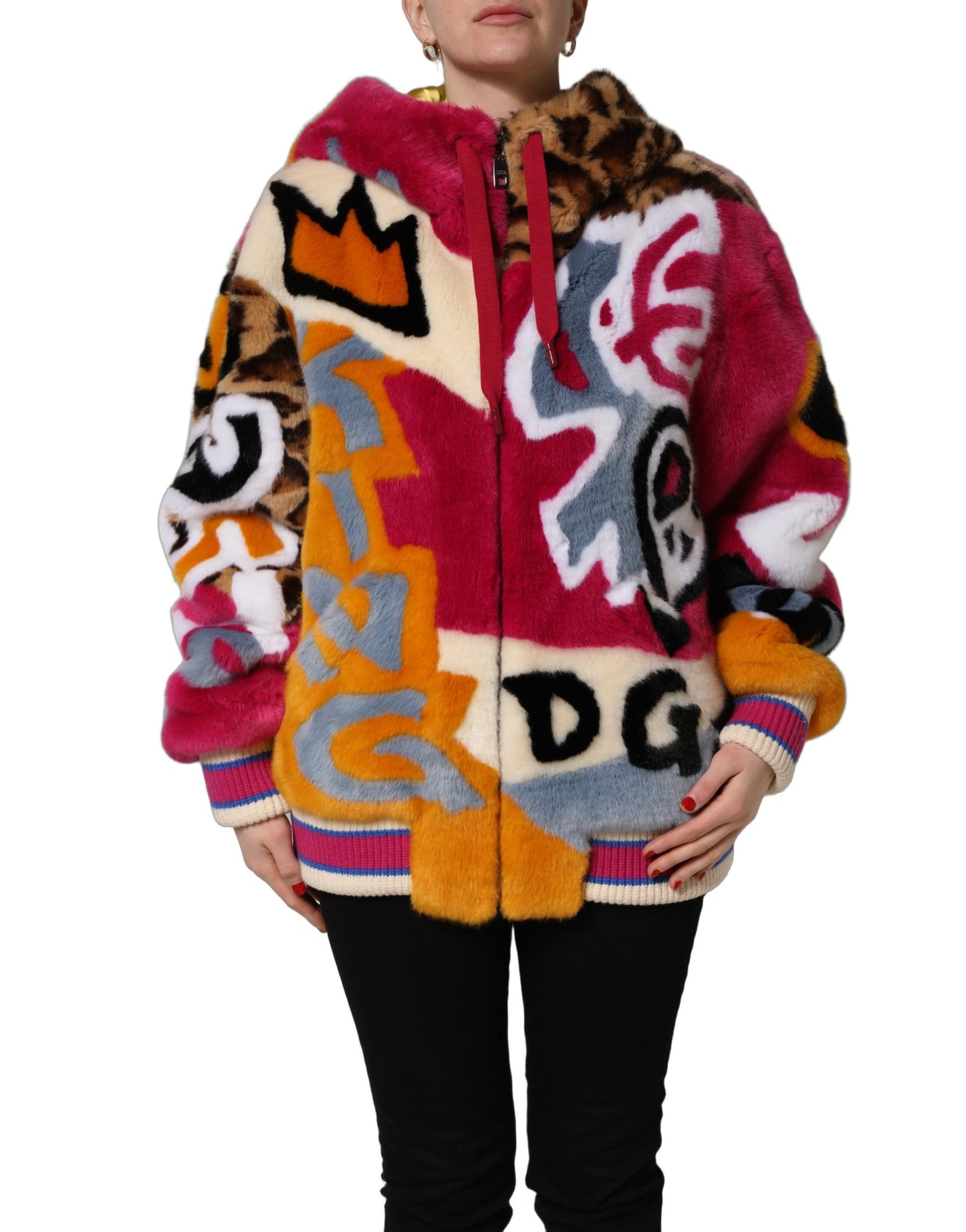 Dolce & Gabbana Multicolor Graffiti Print Full Zip Hooded Jacket