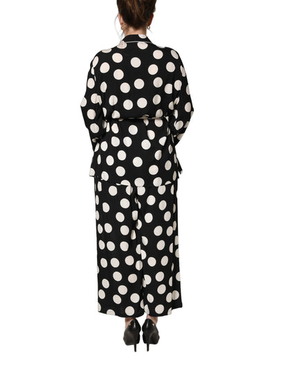 Dolce & Gabbana Black White Polka Dot Pajama 2 Piece Set Sleepwear