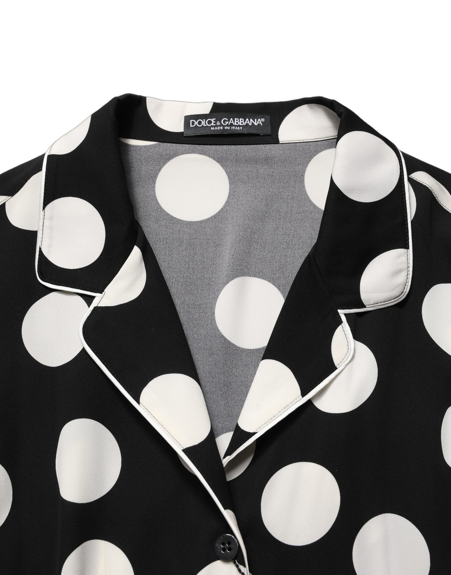 Dolce & Gabbana Black White Polka Dot Pajama 2 Piece Set Sleepwear