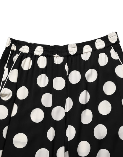 Dolce & Gabbana Black White Polka Dot Pajama 2 Piece Set Sleepwear